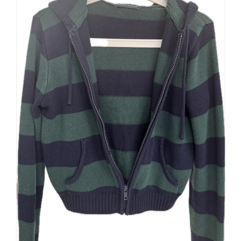 Striped Green and Black Women's Sweater